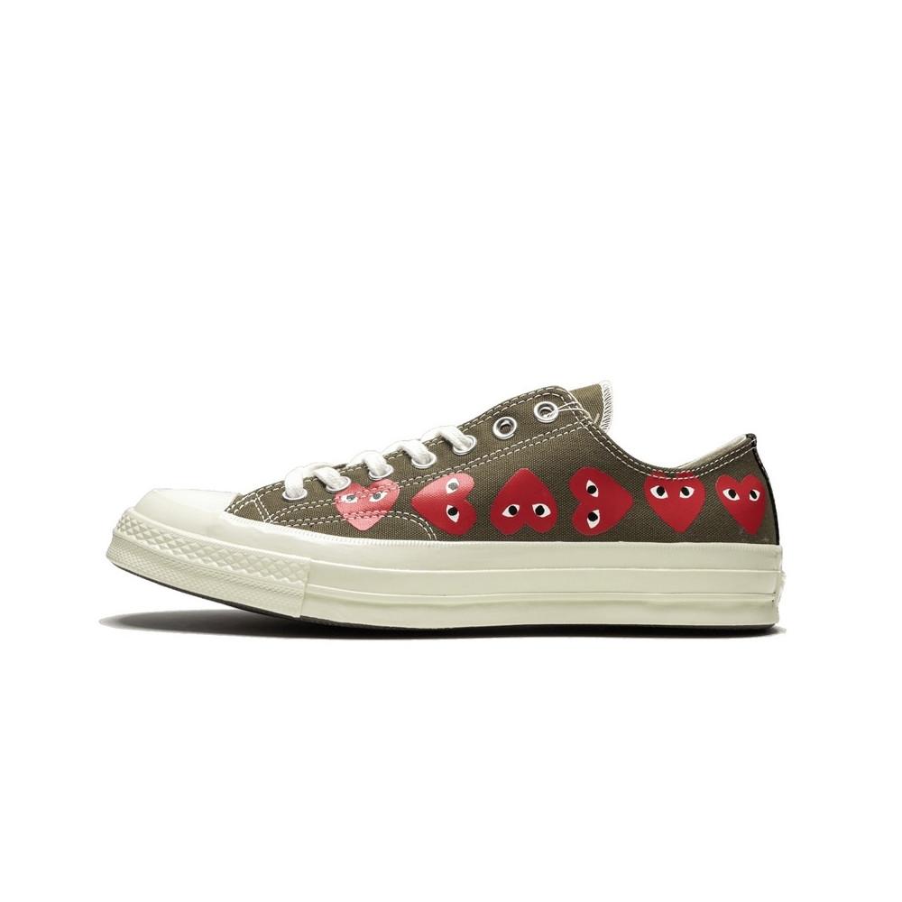 Converse Comme Des Garçons Khaki Multi Hearts Low