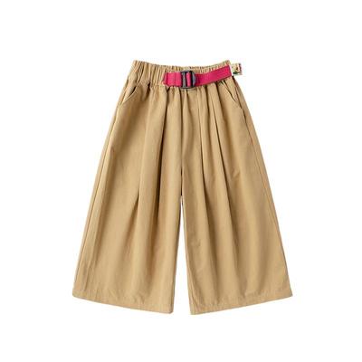 Girls' 100% Cotton Wide-Leg Spring Pants