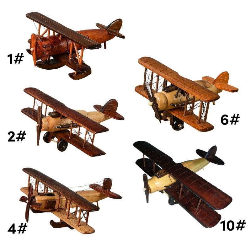 Handmade Wooded Air Plane Model Ornament Living Room Desktop Creative Decoration