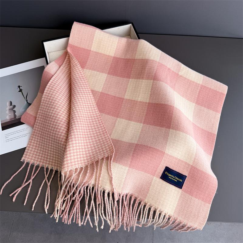 Luxury Plaid Scarf Winter Warm Cashmere Women Long Pashmina Foulard Female Scarves Lady Tassel Shawl Wraps  Design New