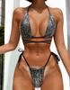 Women's Swimsuit Black Split Swimsuit Sexy Halter Side Tie Brazilian Beachwear Bathing Suits
