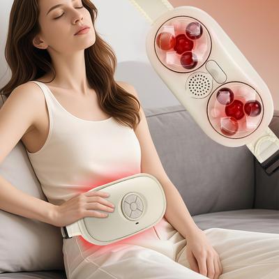 Electric Abdominal Massager Bian Stone Kneading 2-Level Heat Fat Burner 3-Intensity Modes Anti-Cellulite Belly Shaking Remover