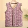 Winter And Womens Autumn Vest Wear Plus Velvet Thick Large Size Grandma Adds Velvet And Floral Patterns Sleeveless Jacket