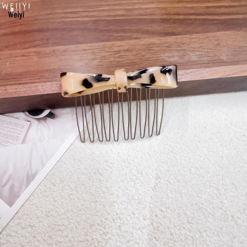 Elegant Acetate Bow Hairpin with Comb for Stylish Bangs and Flyaway Control