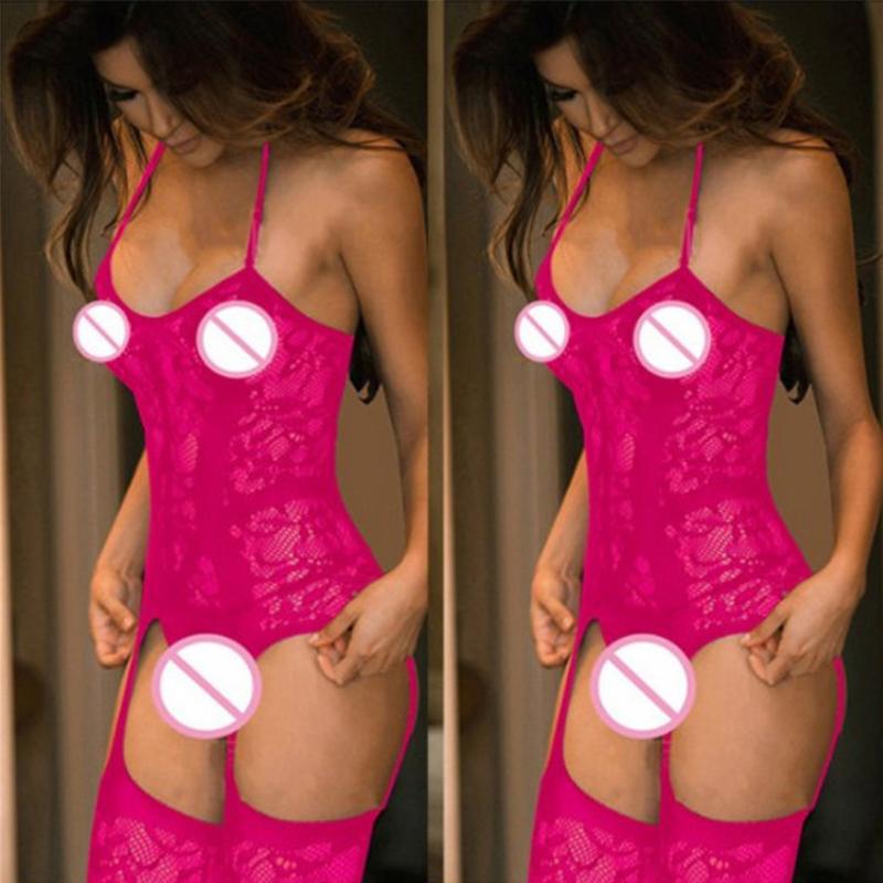Sexy Open Crotch Lingerie Babydoll Teddy Fishnet Bodystocking Women Underwear Lenceria Erotic Costume