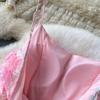 High-end Celebrity Small Dress Women's Dinner Party Dress Heavy Industry Three-dimensional Rose Flower Waist Suspender Dress Women
