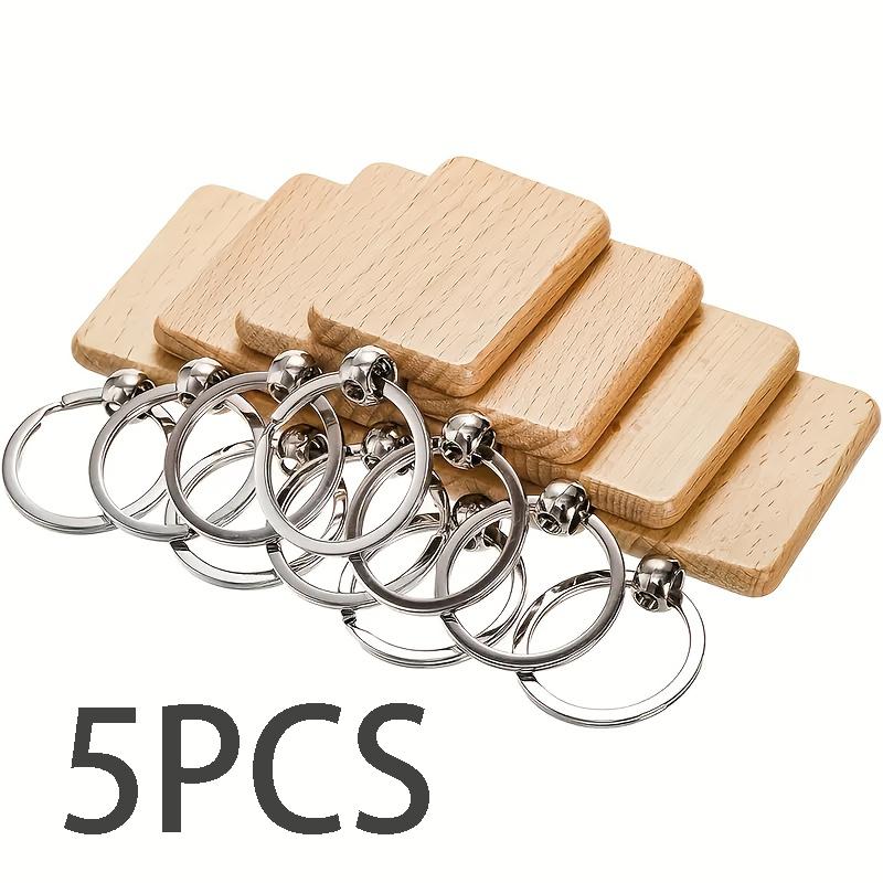 

5/10 Pcs Unfinished Wood Keychain Blanks, DIY Laser Engraving Rectangle Tags for Crafts, Gifts & Home Decor