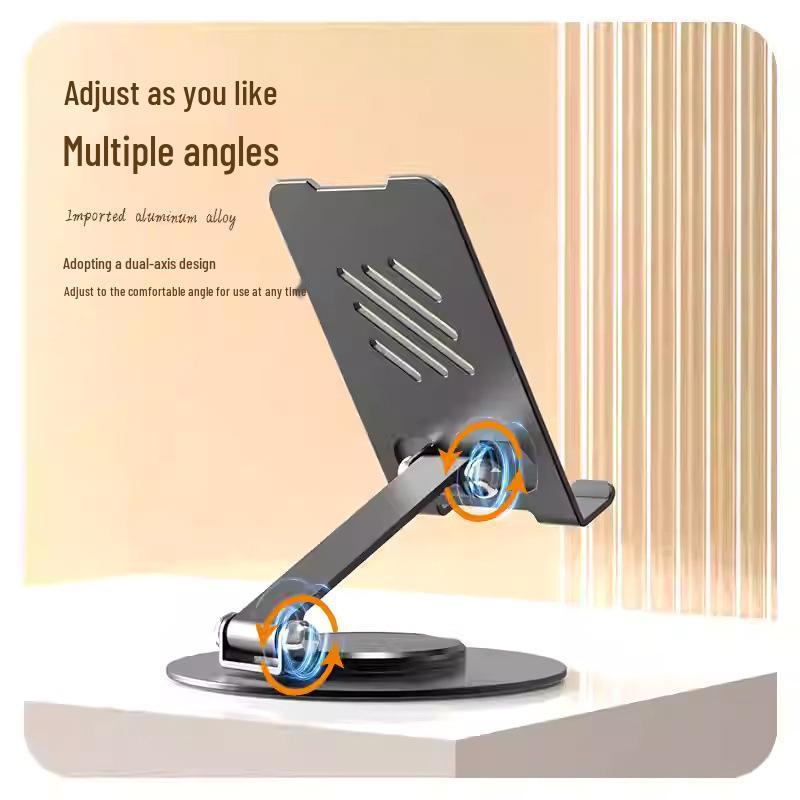 360° Rotating Foldable Metal Phone Stand for Desktop & Live Streaming