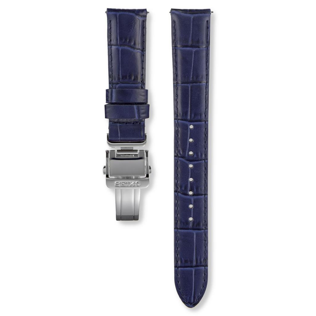 SEIKO Genuine Replacement Strap, Crocodile-Embossed Cowhide, Smart Change Tool-Free Design, Lug 22mm, Navy, Men's Watches