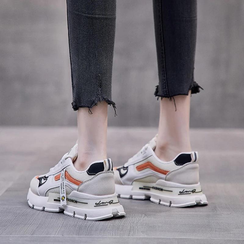 Pantofi de damă Tenis Femeie Broderie cu margarete mici Plasă respirabilă Sport ocazional Alergare de lux Pantofi vulcanizați de designer