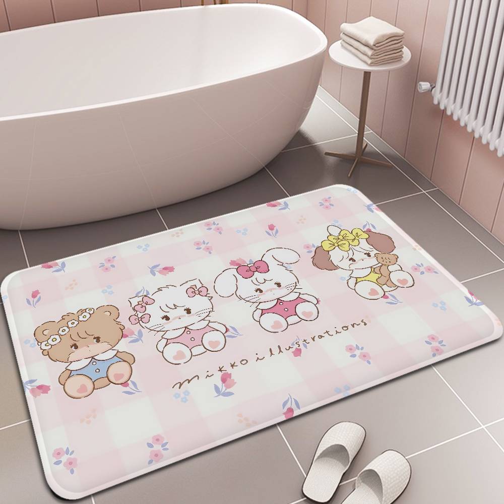 Cute Cartoon Mikko Cat Floor Mat Rectangle Anti-slip Home Soft Badmat Front Door Indoor Outdoor Mat Hotel Decor Mat