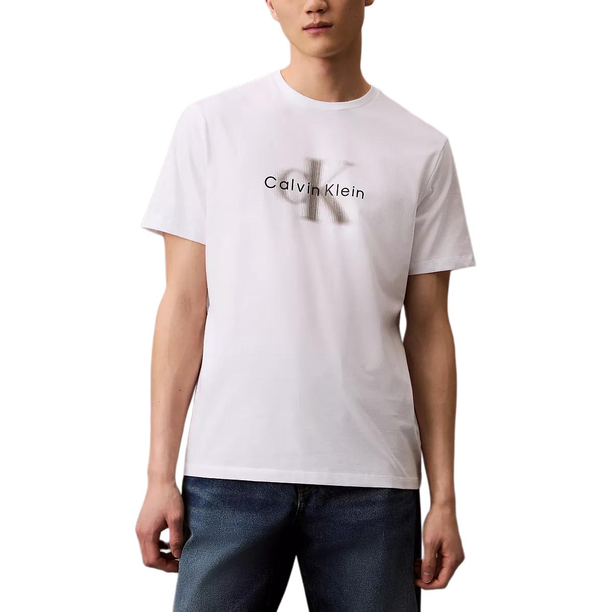 

Calvin Klein Minimalist Comfortable Versatile Casual Gradient Pattern Round Neck Short Sleeve T-Shirt Men Tops Bright-White 4RB845G-110 XS