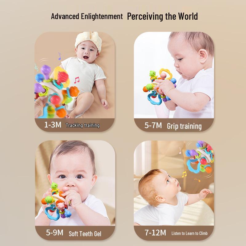 Free Shipping: Silicone Baby Teething Rattle & Grasping Ball