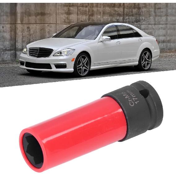 AMAKO 17Mmx6 Flower Design Lug Nut Remover Tool Red & Black Car Wheel Lug Nut Socket for, S Class W221, Cl, Aveo, Cruze, 1.6L 1.8L 16V Engines