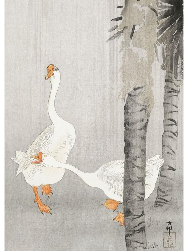 Japan Artist Ohara Koson Classic Artwork Poster Canvas Painting Monkey Goose Flower Birds Wall Art For Living Room Home Decor