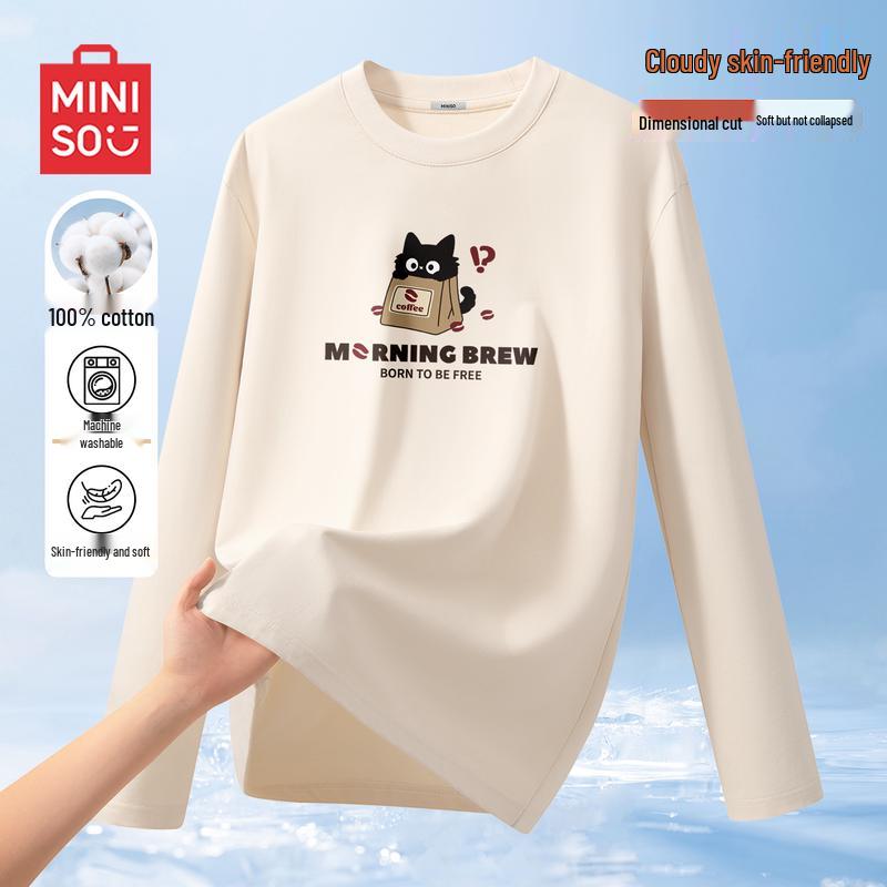 MINISO Men s American Style Loose Fit Long Sleeve T-Shirt 2XL