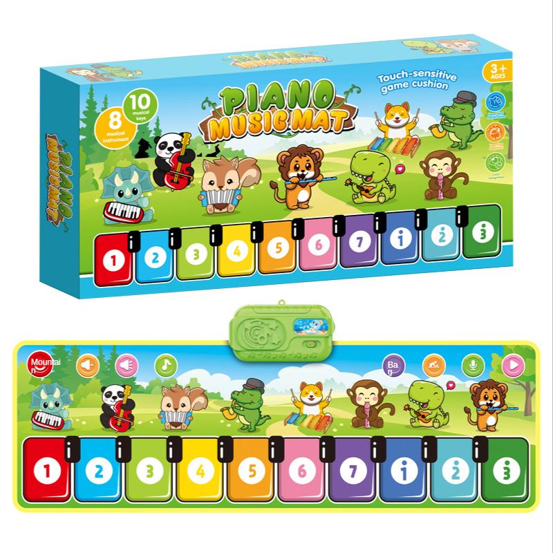 110x36cm Musical Piano Mat Toddlers Floor Violin Keyboard Dance Mat with 8 Instruments Sounds Baby Mat Study Educational Toys