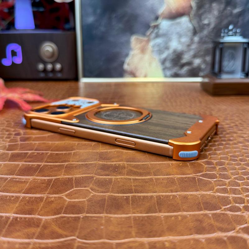 iPhone 14 Pro Max Walnut Wood Case with Magnetic Stand