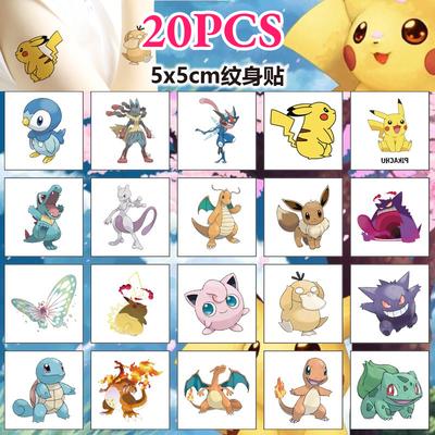 20 Piezas Pegatinas de Tatuaje Temporal de Pikachu Impermeables y a Prueba de Sudor Divertido Dibujo Animado Decoración Corporal Infantil Regalo de Cumpleaños para Niña