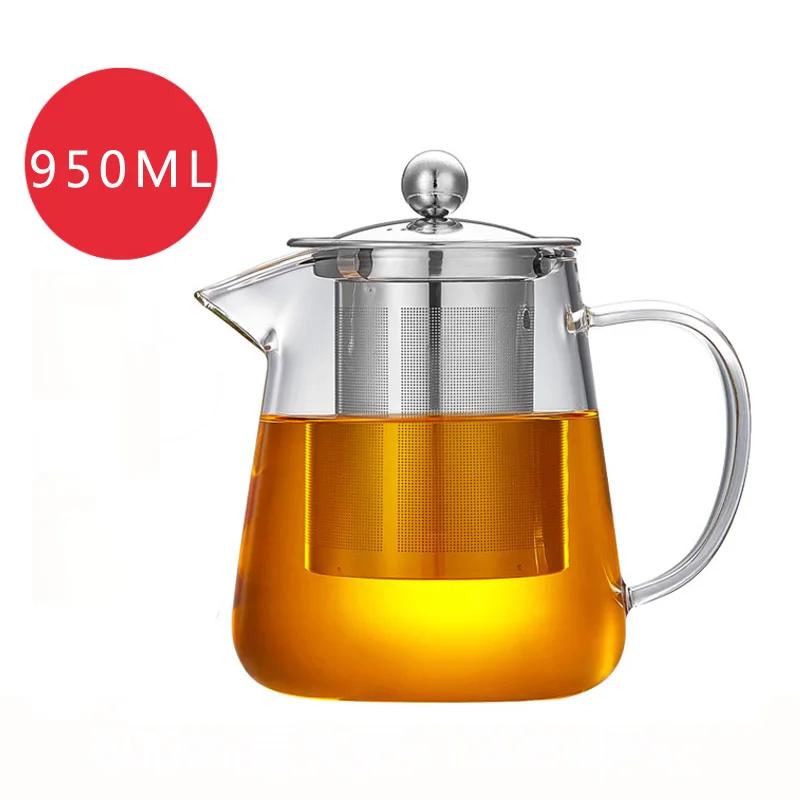Heat Resistant Glass Teapot With Stainless Steel Tea Strainer Infuser Flower Kettle Kung Fu Teawear Set Puer Oolong Pot