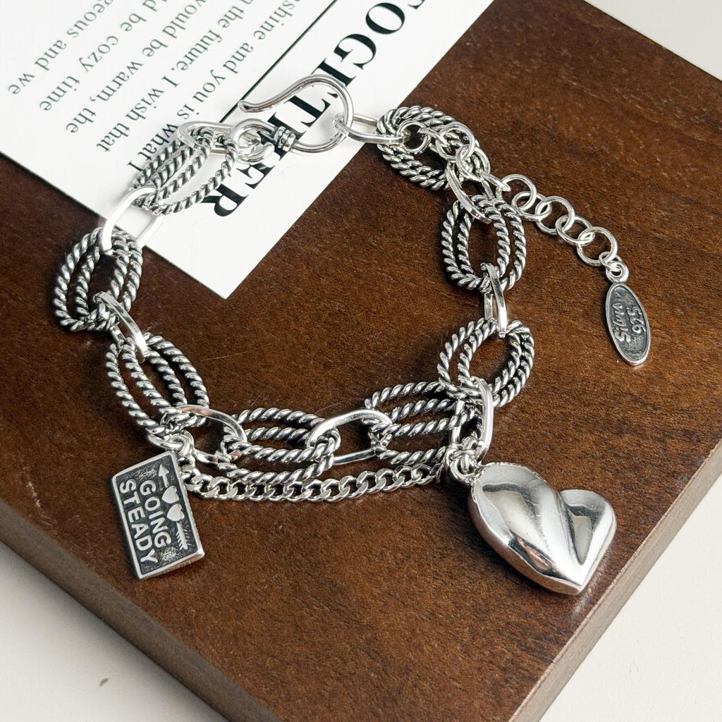 Xiaomi 100% Massives 925 Sterling Silber Metallarmband für Damen Vintage Handgemacht Schlicht Retro Hitzebeständiger CZ Armband Geburtstagsgeschenk Party