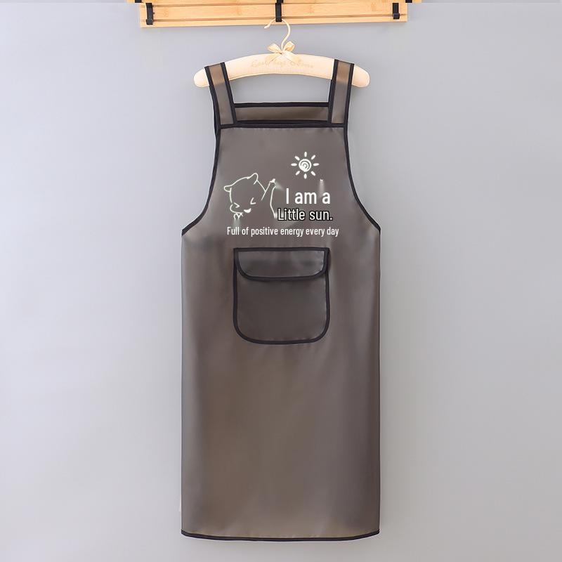 Waterproof Oil-Proof TPU Sleeveless Kitchen Apron with Multi-Pocket Storage, Simple and Stylish Design, Customizable.