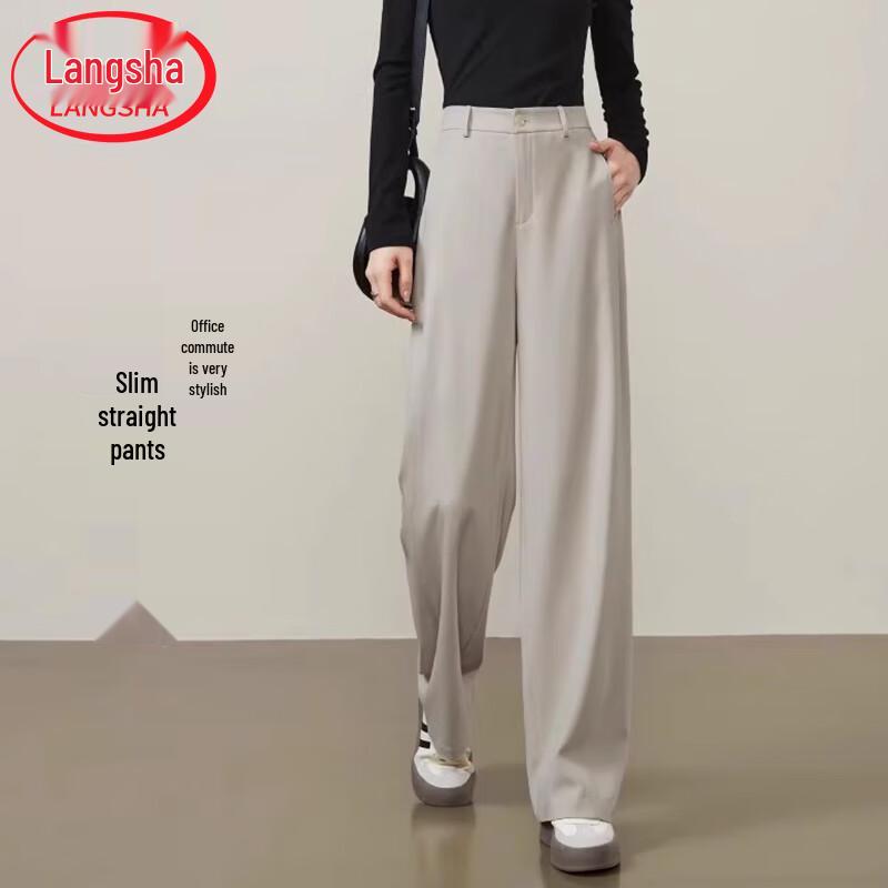 

Langsha Women s High-Waist Straight Leg Suit Trousers L