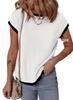 Women's Ribbed Knit Short-Sleeve T-Shirt - Casual Spring/Summer Top