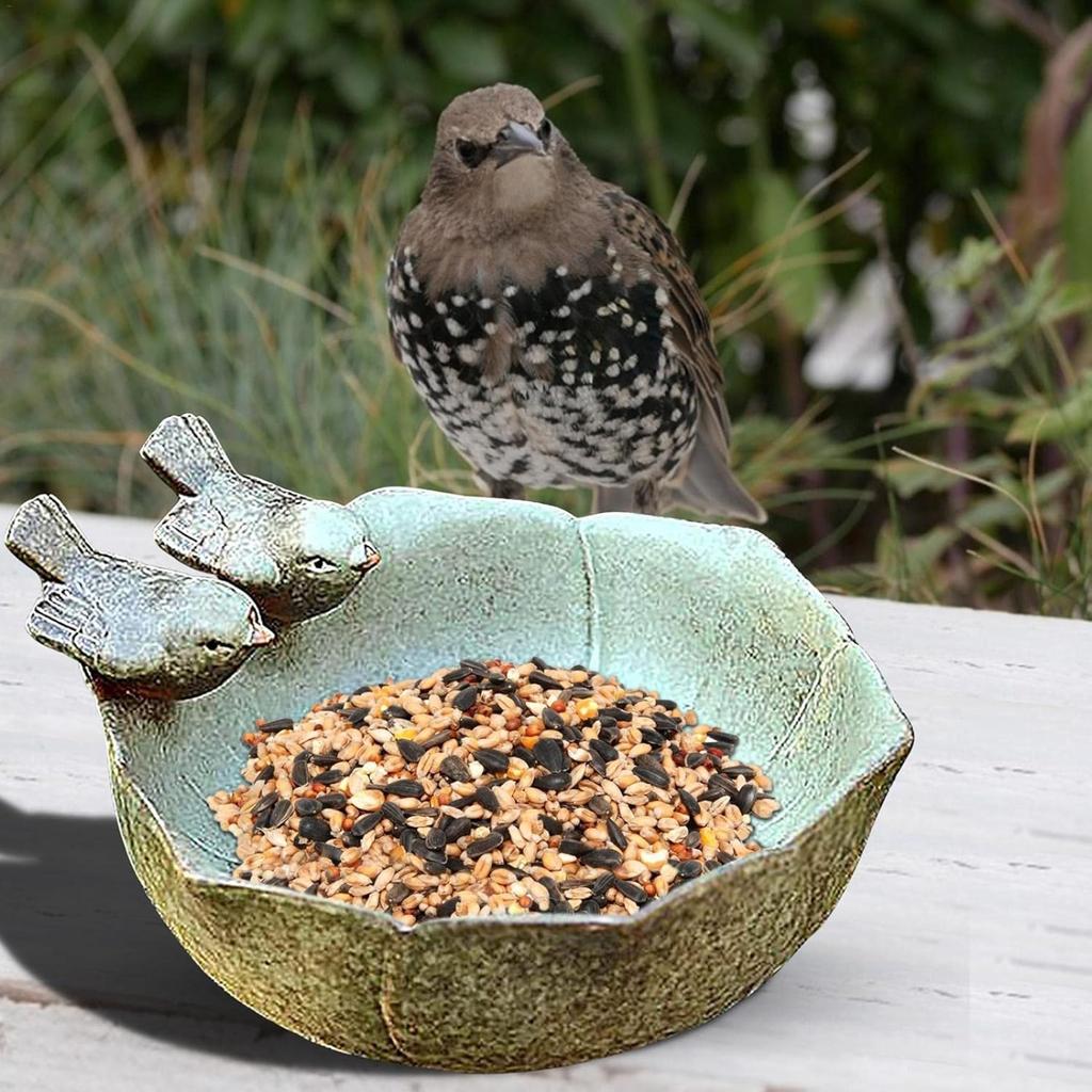 Ceramic Bird Feeder 16*16*7.5CM 1 Piece Bird Drinking Water Feeding Tray Suitable for Parrot Rosy Phoenix Peony Parrot