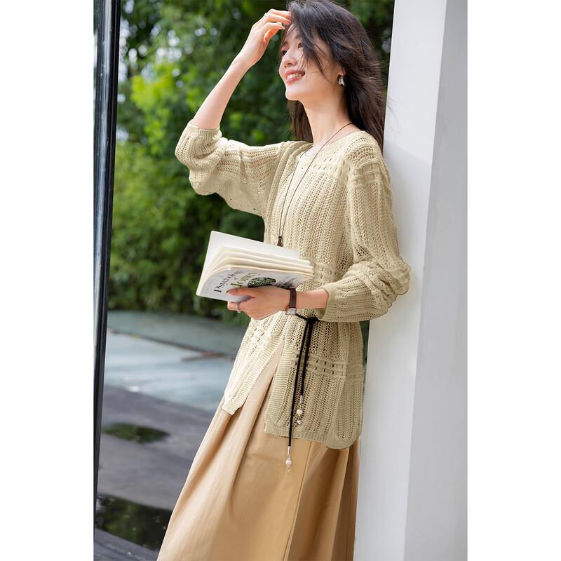 Mokana Women's Long Sleeve Hollow Knit Cardigan MKNJD3859