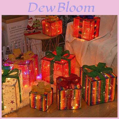 Christmas Gift Box Set With Led Lights For Holiday Decoration And Festive Atmosphere