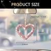 Bling Heart Car Hanging Accessories, Crystal Rhinestone Rearview Mirror Hanging Ornaments, Cute Diamond Rear View Mirror Charm Pendant Ornaments,