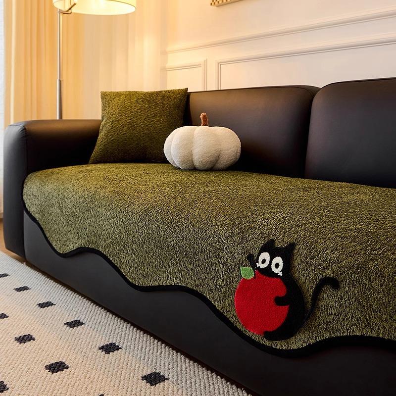

Новый специальной формы цельный прямой ряд всесезонный универсальный шенилл мультяшный нескользящий и устойчивый к царапинам диванный коврик 90*90cm