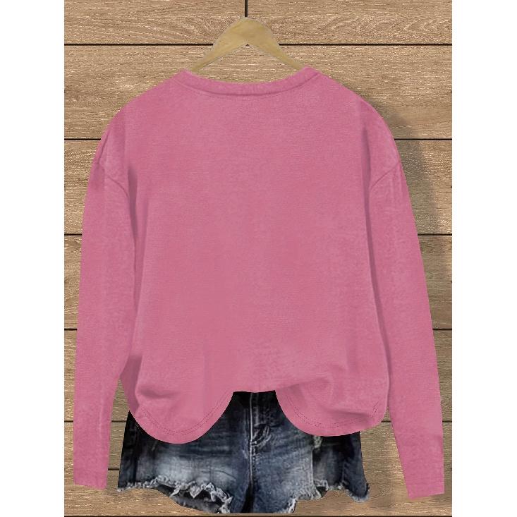 Simple and clean lines with English letter pattern print, fashionable and elegant women's casual sports-style top for spring, autumn, and winter,