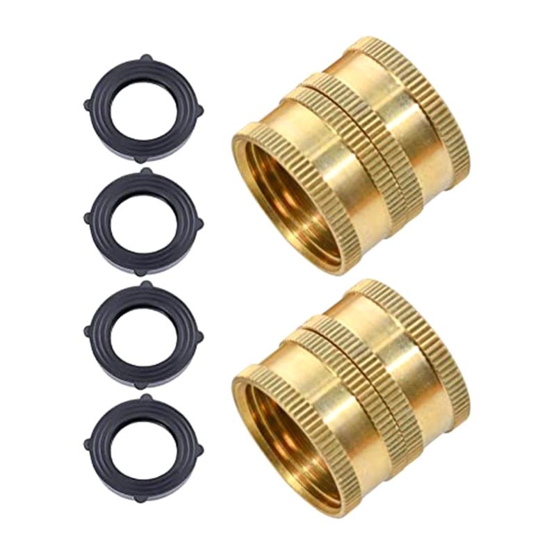 3/4inch Solid Brass Garden Hose Nozzle Connectors Two-way Female Female Connectors Solid Brass Garden Hose