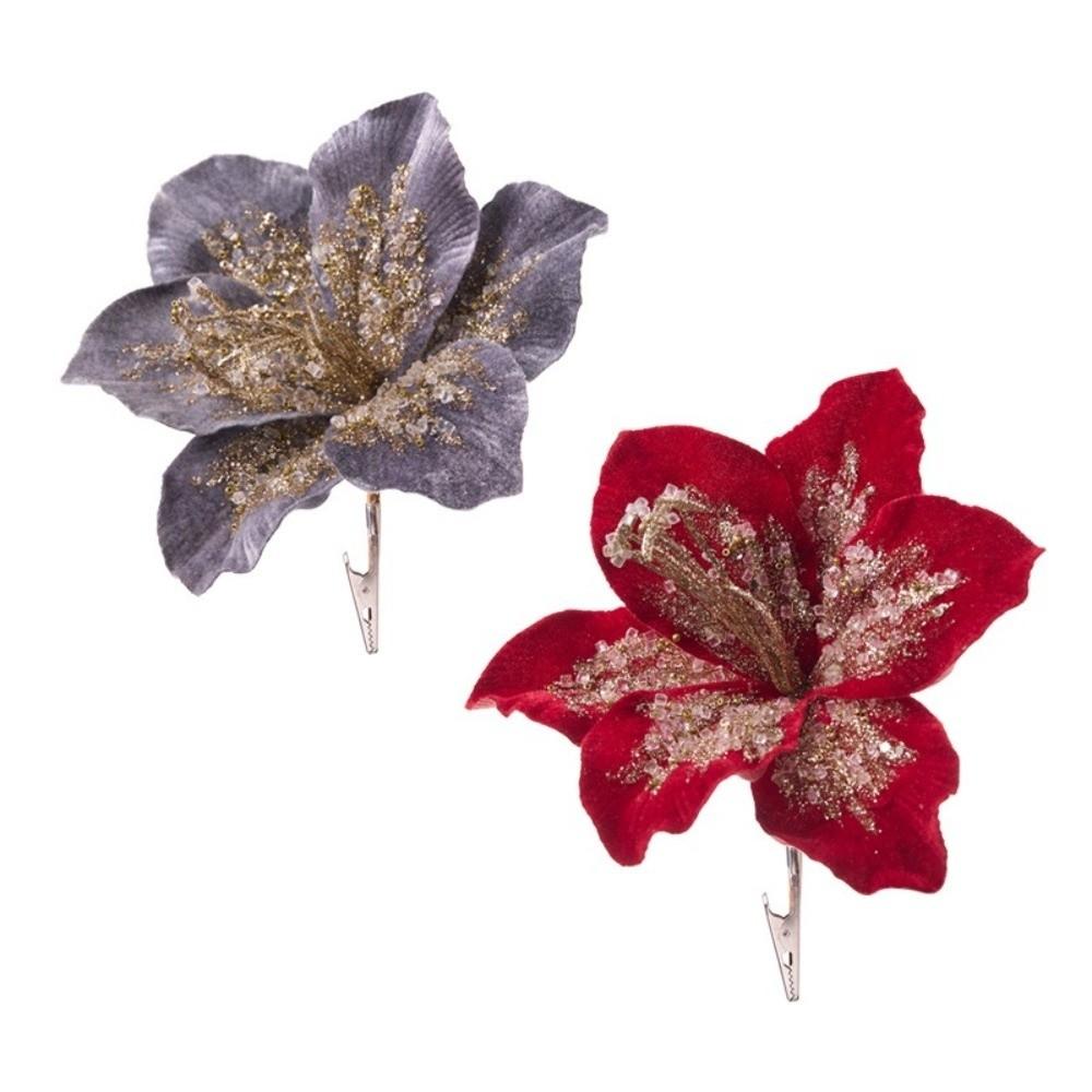 Glitter Artificial Christmas Flower Velvet Sequin Floral Simulation Flower  Home Decoration