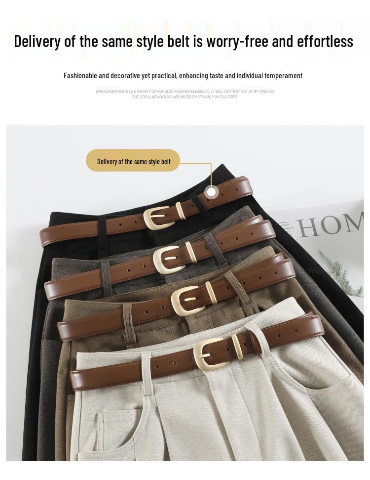 2026 Autumn/Winter Velvet High-Waisted Woolen Wide-Leg Floor-Length Pants for Women
