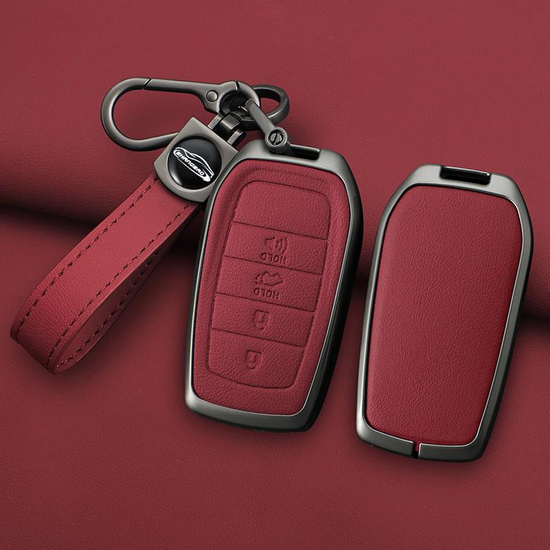 Zinc Alloy Leather Car Key Case For Toyota Gr Chr Hilux Fortuner Land Cruiser 200 Camry Corolla Crown Rav4 Highland Prado