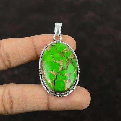 Kupfer Grün Türkis Anhänger Edelstein Schmuck 925 Sterling Silber Anhänger Handgemacht zierlicher Anhänger Original Edelstein Schmuck Geschenk für Frauen