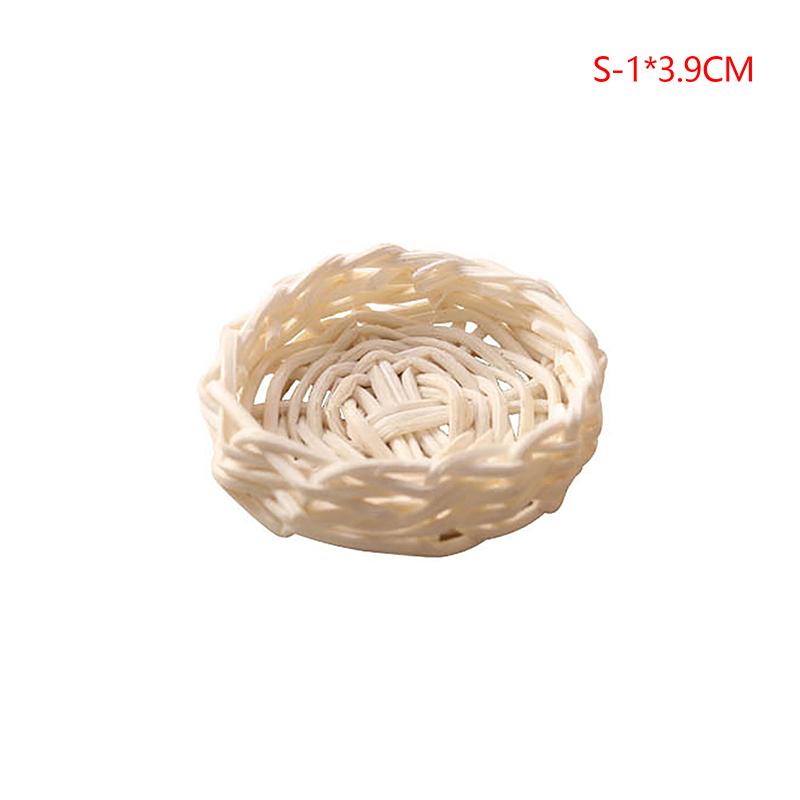 Mini 1pcs 1:12 Dollhouse Rattan Resin Frame Hand-woven Vegetable Food Storage Basket Dolls Dinning Room Decoration Props