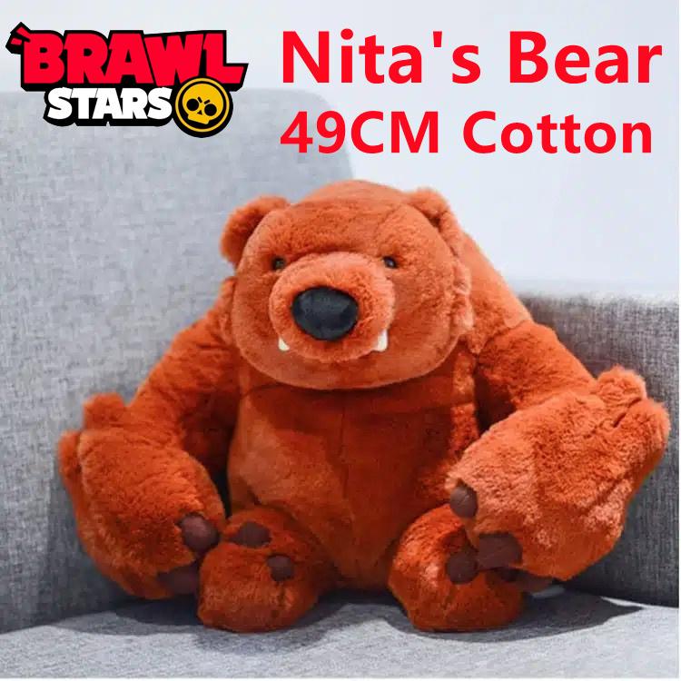 49cm Cotton Nita Bear Anime Figures Toy Brawl Stars Stuff Mascot Kawaii Heroes Boys Christmas Gifts Collectible