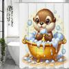 Cute Cartoon Sea Otter Shower Curtain, Bathroom Decorative Shower Curtain, Waterproof Shower Curtain with Hooks