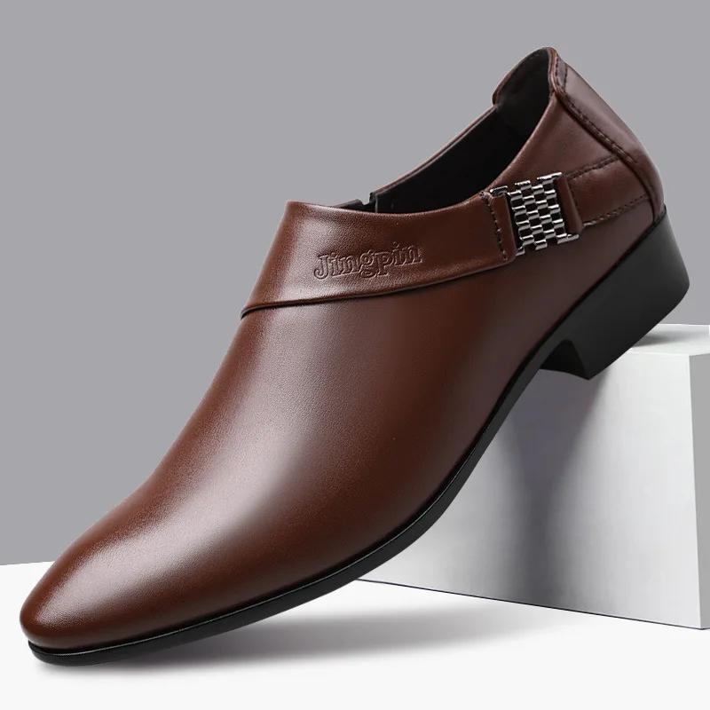 White Leather Dress Shoes Men's Spring Autumn Breathable 2025 New Formal Business Derby Shoes Man Casual English Shoes for Men