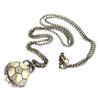 Retro Creative Soccer Ball Shape Design Bronze Round Quartz Pocket Watch with Chain Necklace