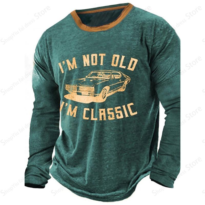Vintage Men's Long Sleeve T-shirt 3d Letter Print Graphic T Shirts Men Fashion Tops Tees Outdoor Sports Tops
