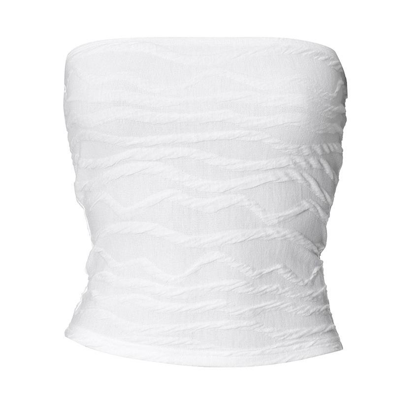 European and American Women's Spring Sleeveless Solid Bandeau Slim Fit Crop Top