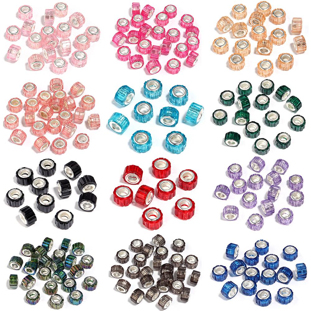 20pcs 11x8mm Resin Beads Candy Color Cylindrical Big Hole Loose Spacer Bead for Jewelry Making DIY Bracelet Necklace Accessories