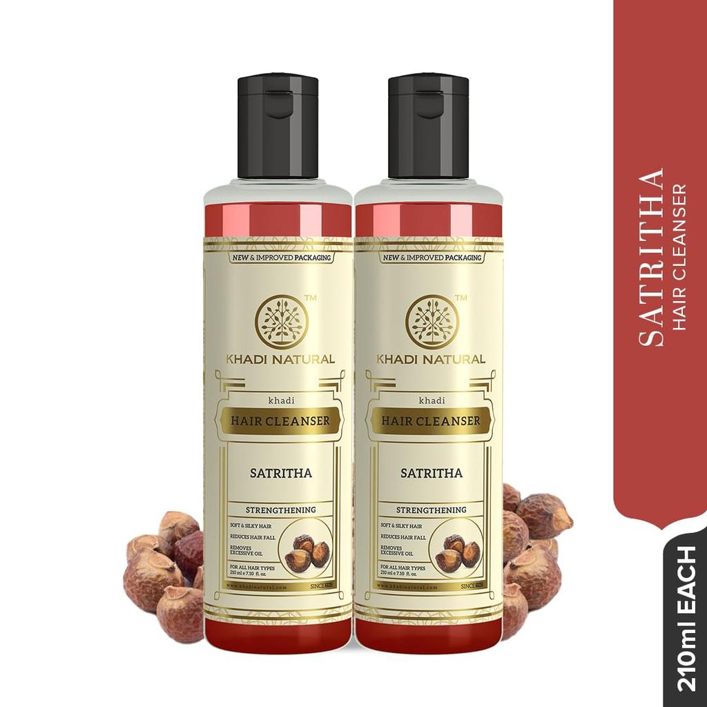 KHADI NATURAL Satritha Shampoo Zur Haarausfallkontrolle Und Reparatur Von Geschädigtem Haar 210 ml x 2er-Pack Für Alle Haartypen
