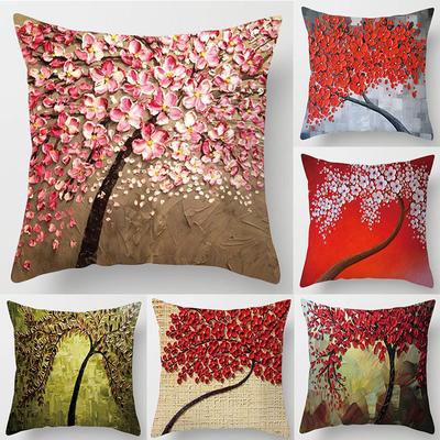 Red Leaves Lovers Valentine's Day Series Pillow Case Maple Leaf Falling Pillows Cover Tree Pattern Retro Cushion Pillowcases