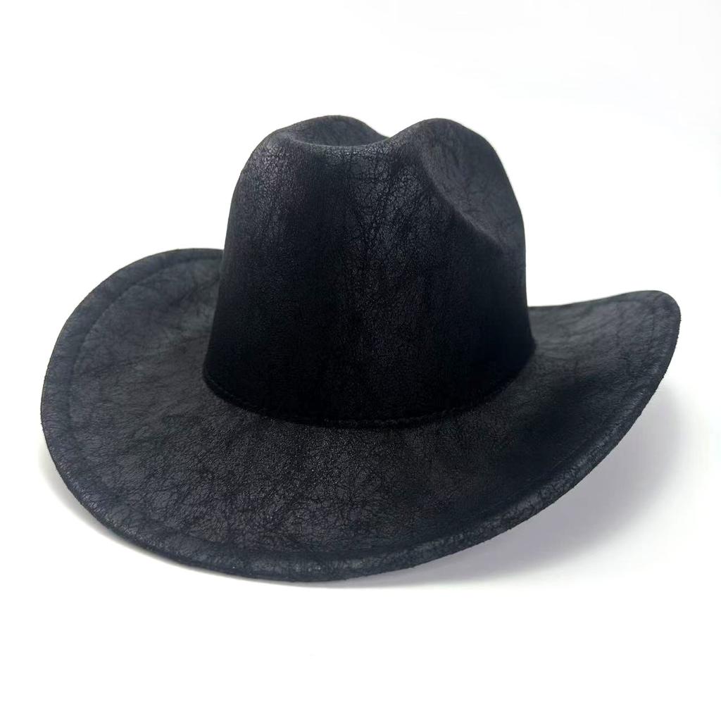 Neuer ethnischer Stil Tibetischer Western-Cowboyhut Frühling und Sommer Filzhut Aufgekrempte Krempe Jazzhut Herren- und Damenzylinder